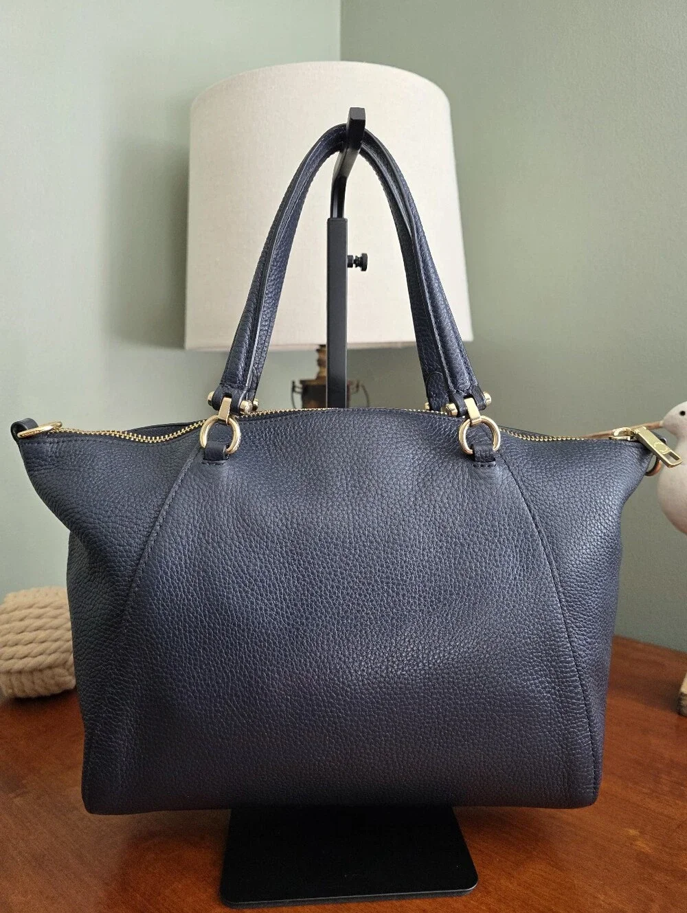 Coach 79997 Prairie Satchel Navy Blue Pebbled Leather Crossbody Bag